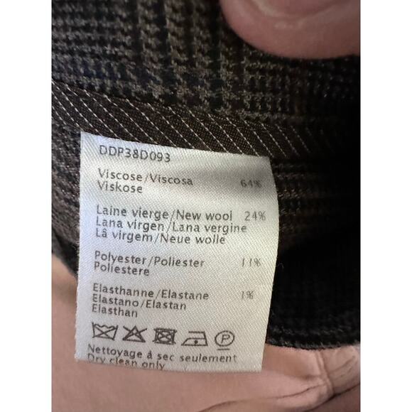 Gerard Darel Women's Brown Plaid Cropped Ankle Trousers Pants Size 42 - Picture 6 of 7